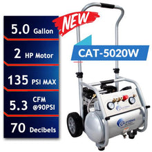 Load image into Gallery viewer, California Air Tools 5020W Ultra Quiet &amp; Oil-Free  2.0 Hp, 5.0 Gal.  Steel Tank