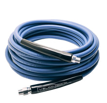 Load image into Gallery viewer, MTM Hydro 1/4" KobraJet Smooth Blue Hose, 4300 PSI, 50 FT, Non-Marked, 3/8" Male Fixed and Swivel. - 29.5401