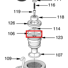 Load image into Gallery viewer, Graco 555691 O-RING,-127 VITON-A 75 DURO - item 106 highlighted in the Graco 311842EN-J parts diagram