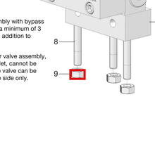 Load image into Gallery viewer, Graco 558633 TrabonÂ® MSP Divider Valve - Stainless Steel Tie Rod Nut - highlighted in parts diagram