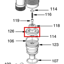 Load image into Gallery viewer, Graco 560492 COLLAR, VALVE, SEAT - item 126 highlighted in the Graco 311842EN-J parts diagram