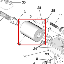 Load image into Gallery viewer, Graco 560723 CYLINDER, AIR AL-50M - item 19 highlighted in the Graco 332042EN-D parts diagram
