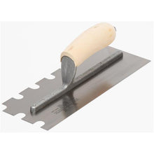 Load image into Gallery viewer, Marshalltown 5708SS 11 X 4 1/2 SS Notched Trowel5/8 X 5/8 X 1 UWood Handle (6/Pack)