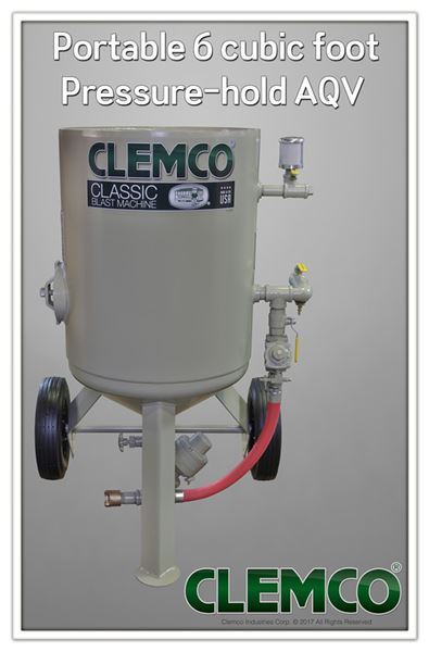 Clemco 6 cu ft Classic Blast Machine Model 2452  - Portable 1-1/4 inch Piping - With Auto Quantum Valve (AQV) & Pressure-Hold Remote w/ACS