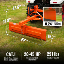 Load image into Gallery viewer, MechMaxx 60" 6-Way Rear Blade 3 Point Hitch Tractor Attachment, RB60S