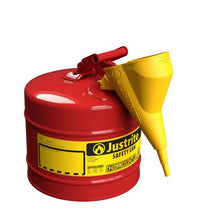Load image into Gallery viewer, Justrite 5-galloon Type I Steel Safety Can w/ Funnel