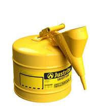 Load image into Gallery viewer, Justrite 5 Gallon Steel Safety Can for Diesel, Type I, Funnel, Flame Arrester, Yellow - 7150210