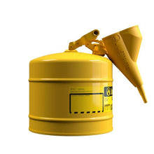 Load image into Gallery viewer, Justrite 5 Gallon Steel Safety Can for Diesel, Type I, Funnel, Flame Arrester, Yellow - 7150210