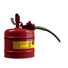 Load image into Gallery viewer, Justrite 2 Gallon, 5/8&quot; Metal Hose, Steel Safety Can for Flammables, Type II, AccuFlow™, Red - 7220120