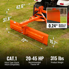 Load image into Gallery viewer, MechMaxx 72" 6-Way Rear Blade 3 Point Hitch Tractor Attachment, RB72S