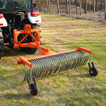 Load image into Gallery viewer, MechMaxx 72" Landscape Rake with Bolt-On Wheels &amp; 36 Tines 3 Point Hitch Tractor Attachment, LR72W