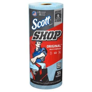 Scott™ 75130 Shop Towel, 11 in L, 9.4 in W, Paper, Blue, 1-Ply