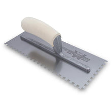 Load image into Gallery viewer, Marshalltown 788SW 5/16” Sq. Carbon Steel Notched Trowel- Wooden Curved Handle (11X4.5”Blade) (6/Pack)