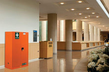 Load image into Gallery viewer, Justrite™ Emergency Preparedness Storage Cabinet, GloAlert™ Labels, 4 shelves, 2 keys, Orange