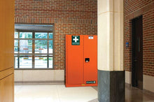 Load image into Gallery viewer, Justrite™ Emergency Preparedness Storage Cabinet, GloAlert™ Labels, 4 shelves, 2 keys, Orange