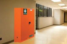 Load image into Gallery viewer, Justrite™ Emergency Preparedness Storage Cabinet, GloAlert™ Labels, 4 shelves, 2 keys, Orange