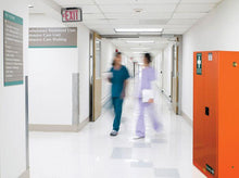 Load image into Gallery viewer, Justrite™ Emergency Preparedness Storage Cabinet, GloAlert™ Labels, 4 shelves, 2 keys, Orange