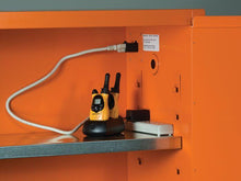 Load image into Gallery viewer, Justrite™ Emergency Preparedness Storage Cabinet, PowerPort™ pass-thru, 4 shelves, 2 keys, Orange