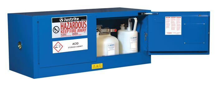 Sure-Grip® EX Piggyback 12-gal.capacity Hazardous Material Cabinet w/ 1 Shelf & 2 Self-Close Doors - Royal Blue