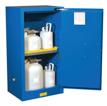 Load image into Gallery viewer, Justrite™ Sure-Grip® EX Compac Hazardous Mat. Safety Cab., 15 Gal, 1 shelf 1 s/c dr Royal Blue