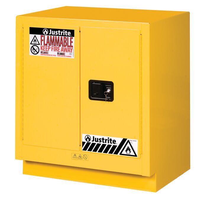 Sure-Grip® EX Under Fume Hood Flammable Cabinet w/ 1 Shelf & 2 Manual Close Doors - Yellow