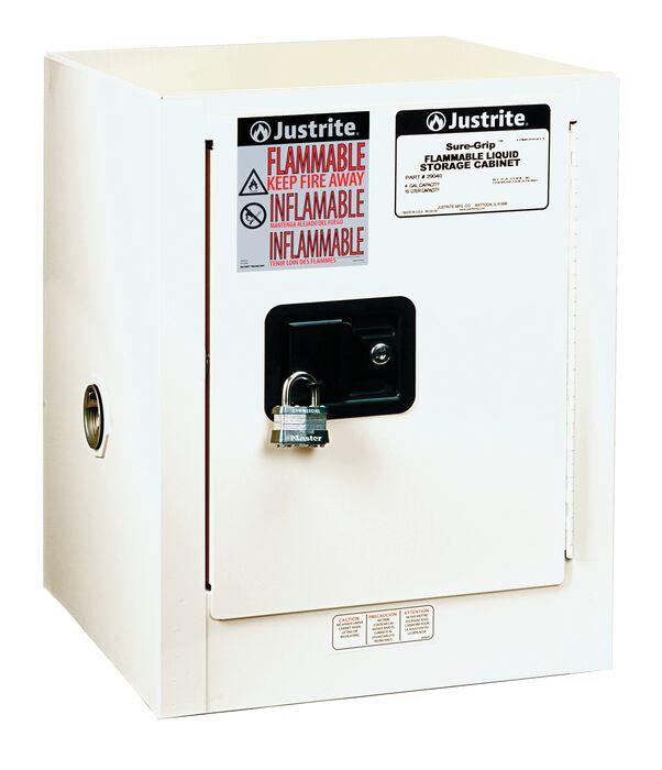 Sure-Grip® EX 4-gal.capacity Countertop Flammable Cabinet w/ 1 Shelf & 1 Manual Close Door - White