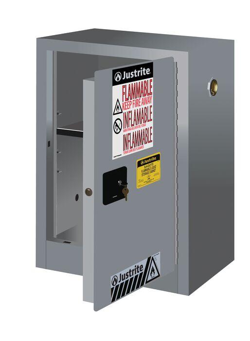 Sure-Grip® EX Compac 12-gal.capacity Flammable Cabinet w/ 1 Shelf & 1 Manual Close Door - Gray