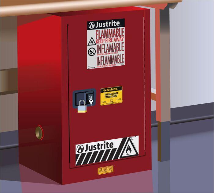Sure-Grip® EX 12-gal.capacity Compac Flammable Safety Cabinet w/ 1 Shelf & 1 Self-Close Door - Red