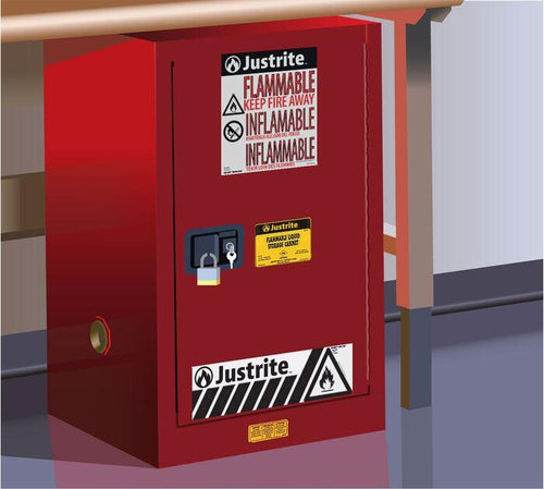 Sure-Grip® EX 12-gal.capacity Compac Flammable Safety Cabinet w/ 1 Shelf & 1 Self-Close Door - Red