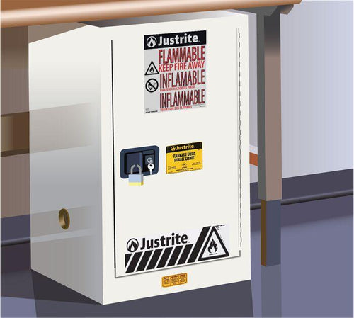 Sure-Grip® EX Compac 12-gal.capacity Flammable Cabinet w/ 1 Shelf & 1 Self-Close Door - White