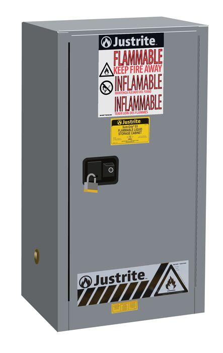 Sure-Grip® EX Compac 15-gal.capacity Flammable Cabinet w/ 1 Shelf & 1 Self-Close Door - Gray