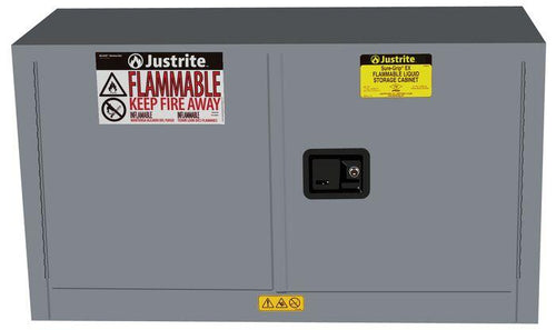 Sure-Grip® EX 17-gal.capacity Piggyback Flammable Safety Cabinet w/ 1 Shelf & 2 Self-Close Doors - Gray