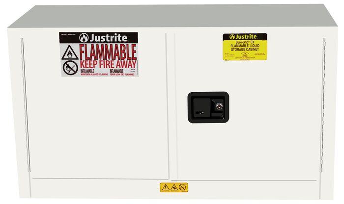 Sure-Grip® EX 17-gal.capacity Piggyback Flammable Safety Cabinet w/ 1 Shelf & 2 Self-Close Doors - White