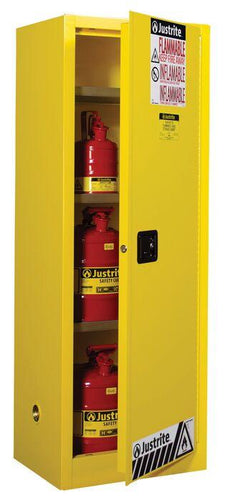 Sure-Grip® EX Slimline 22-gal.capacity Flammable Safety Cabinet w/ 3 Shelves & 1 Manual Close Door - Yellow