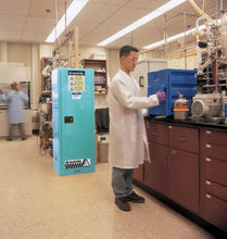 Load image into Gallery viewer, Justrite™ Sure-Grip® EX Slimline Corrosive/Acid Steel Safety Cab, 22 Gal, 3 Shelves, 1 m/c door, Blue