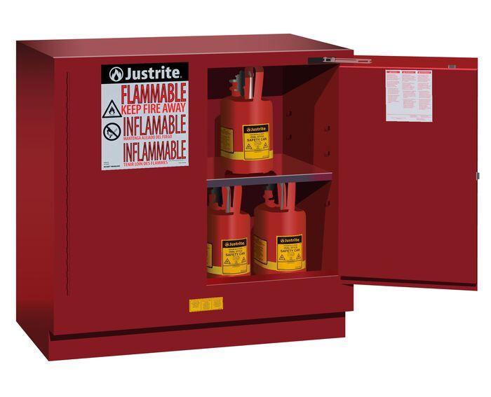 Sure-Grip® EX 22-gal.capacity Undercounter Flammable Safety Cabinet w/ 1 Shelf & 2 Self-Close Doors - Red