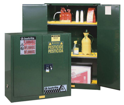 Sure-Grip® EX 30-gal.capacity Pesticides Safety Cabinet w/ 1 Shelf & 2 Manual Close Doors - Green