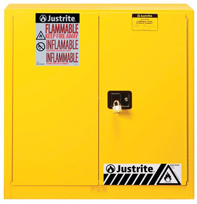 Sure-Grip® EX 40-gal. capacity Flammable storage Cabinet w/ 2 Doors-Manual Close & 3 Shelves - Yellow