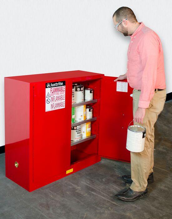 Sure-Grip® EX 40-gal. capacity Flammable storage Cabinet w/ 2 Doors-Manual Close & 3 Shelves - Red