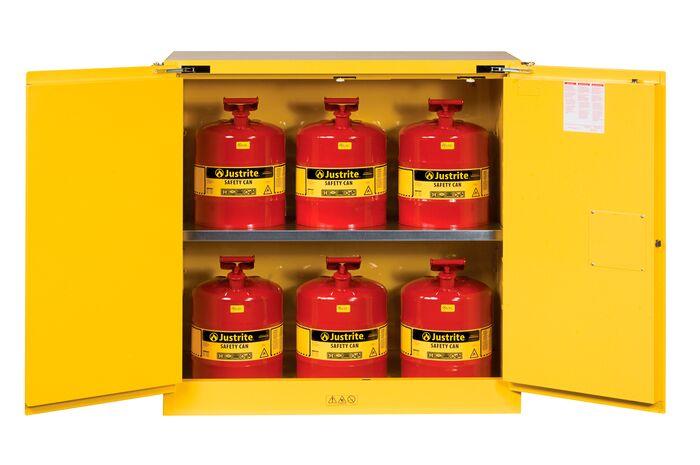 Sure-Grip® EX 30-gal. capacity Yellow Safety Cabinet w/ Can Package & 2 Self-Close Doors