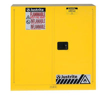 Load image into Gallery viewer, Justrite™ Sure-Grip® EX Combustibles Safety Cab. for P&amp;I, 40 Gal., 3 shelves, 2 s/c door, Yellow