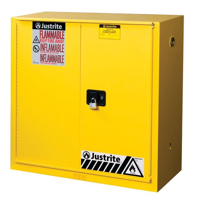 Sure-Grip® EX 30-gal. capacity Flammable Cabinet w/ 1 Shelf & 1 Bi-Fold Self-Close Door - Yellow
