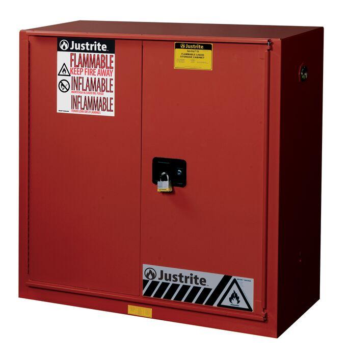 Sure-Grip® EX 40-gal. capacity Flammable storage Cabinet w/ 1 Bi-Fold Self-Close Door & 3 Shelves - Red