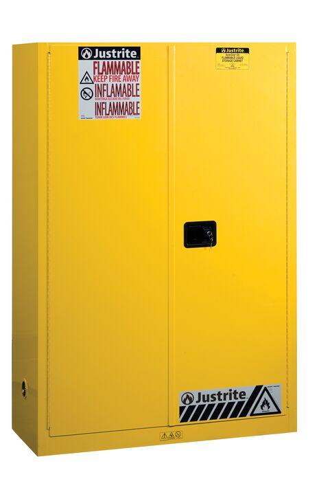 Justrite- Sure-Grip® EX 45-Gallon Flammable Safety Cabinet w/ 2 Doors & 2 Shelves ( Manual Close)