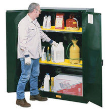 Load image into Gallery viewer, Justrite™ Sure-Grip® EX Pesticides Safety Cabinet, 45 gallons, 2 shelves, 2 self-close doors, Green