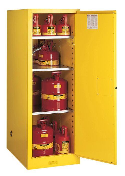 Sure-Grip® EX Deep Slimline 54-gal.capacity Flammable Safety Cabinet w/ 3 Shelves & 1 Manual Close Door - Yellow