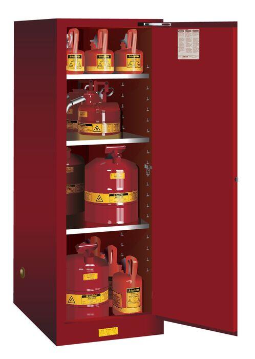 Sure-Grip® EX Deep Slimline 54-gal.capacity Flammable Safety Cabinet w/ 3 Shelves & 1 Self-Close Door - Red