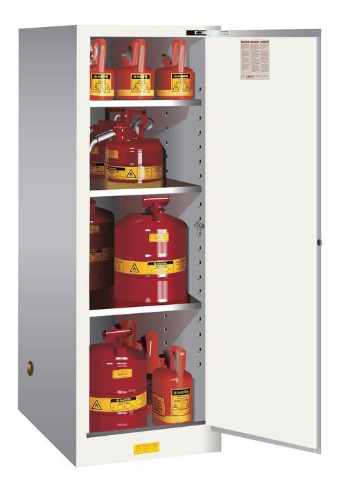 Sure-Grip® EX 54-gal.capacity Deep Slimline Flammable Safety Cabinet w/ 3 Shelves & 1 Self-Close Door - White