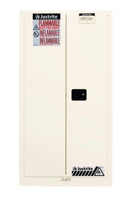 Sure-Grip® EX 60-gal.capacity Flammable Safety Cabinet w/ 2 Shelves & 2 Manual-Close Doors - White