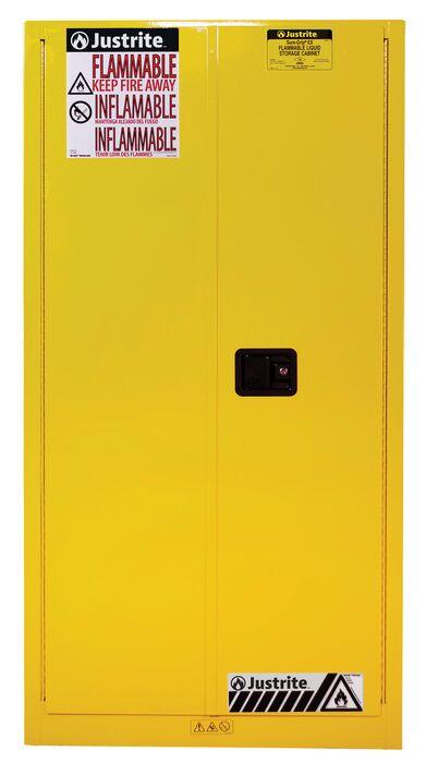 Sure-Grip® EX 60-gal. capacity Flammable Safety Cabinet w/ 2 Doors-Self-Close & 2 Shelves - Yellow